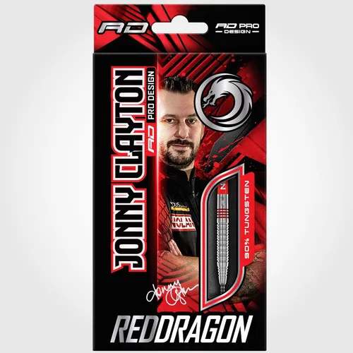 Vista 6 de RED DRAGON Jonny Clayton Original 2.0 - Juego de dardos de tungsteno premium con vuelos y tallos