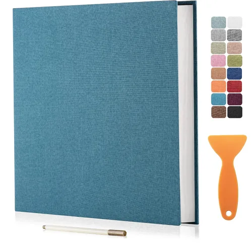 Vista 33 de Álbum autoadhesivo para fotos de 4 x 6 pulgadas, álbum de recortes con cubierta de lino magnética, 30 páginas adhesivas en blanco, para familiares