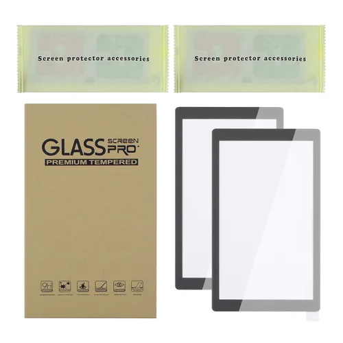 Vista 9 de eXtremeRate 2 Pack Gray Border Transparent HD Clear Saver Protector Film, Tempered Glass Screen Protector for Nintendo Switch Lite Anti-Scratch