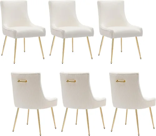 Vista 20 de adochr Juego de 2 sillas de comedor de terciopelo con patas de metal dorado 2-Azul oscuro