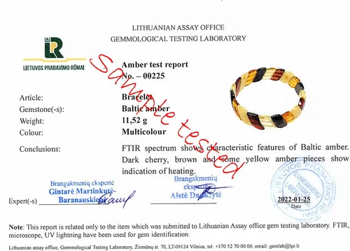 Vista 6 de AMBERAGE Pulsera elástica de ámbar báltico natural para mujer, hecha a mano con cuentas de ámbar báltico pulidocertificado (Multi), Ámbar, ámber