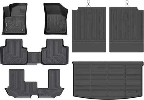 Vista 14 de Alfombrillas para todo tipo de clima y forro de carga para Volkswagen Atlas 2018-2026 (asientos de 6 pasajeros), juego completo de 3 filas