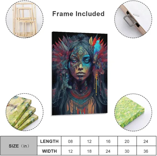 Vista 2 de Lianjue - Póster de princesa azteca, arte azteca, arte psíquico, un póster de arte temeroso, póster de princesa azteca, lienzo femenino, póster