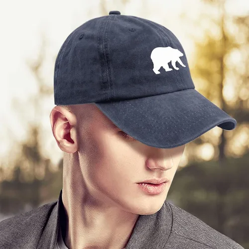 Vista 4 de devor Sombrero de papá con diseño de oso y sombrero para hombre con gráficos ajustables