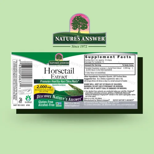 Vista 2 de Nature's Answer Extracto de cola de caballo sin alcohol, 1 oz, súper concentrado, promueve un cabello, piel y uñas saludables