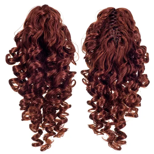 Vista 19 de 12-Pulgadas Extensiones de Cola de Caballo Cortas con Rizos de Tornillo y Pinza de Gancho Extensiones de Cabello Sintético con Cordón Extensiones