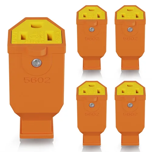 Vista 15 de ELEGRP Conector de Cuchilla Recta, Conector de Repuesto de Extremos de Cable de Extensión, 15 Amperios, 125 Voltios, NEMA 5-15P, Conector de Negro