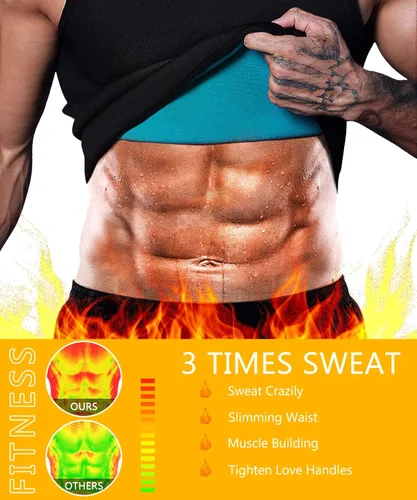 Vista 2 de NonEcho Entrenador de Cintura de Neopreno para Hombre Chaleco de Sauna Gimnasio Camiseta sin Mangas de Sudor Caliente Camiseta de Entrenamiento Faja