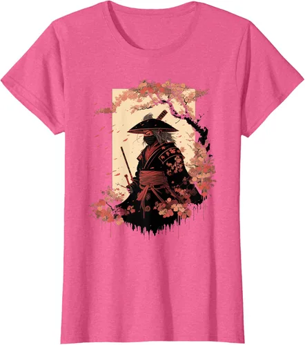 Vista 89 de Camiseta estética vintage samurái de arte japonés samurái retro cereza, Negro