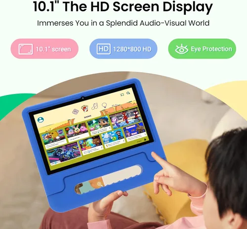 Vista 5 de CFVOCUY Tablet para niños 2026, tableta Android 15 de 10.1 pulgadas para niños, 8 GB de RAM, 64 GB de ROM (1 TB expandida), WiFi 6, aplicaciones Azul