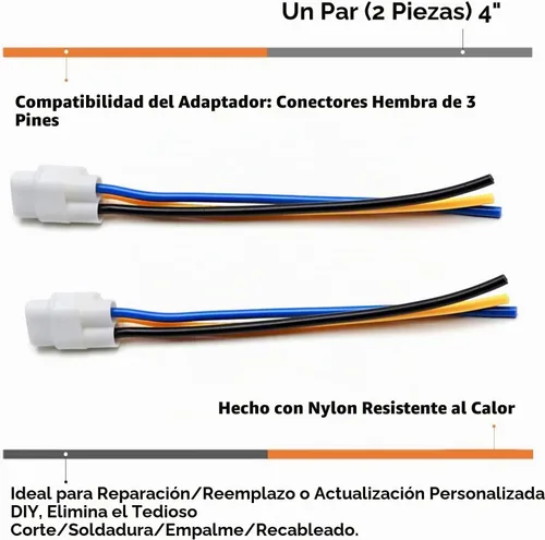 Vista 3 de iJDMTOY Arnés adaptador de faro hembra triangular de 3 pines para Yamaha