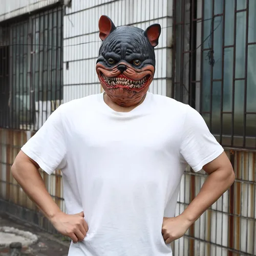 Vista 6 de Máscara aterradora de Halloween para adultos, de látex de terror, máscara de demonio espeluznante para fiesta, disfraz de cosplay