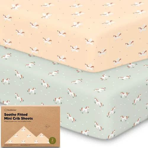 Vista 28 de 2 paquetes de sábanas ajustadas para mini cuna - 38x26 sábanas Pack N Play para colchón Pack and Play, algodón orgánico, ropa de cama transpirable