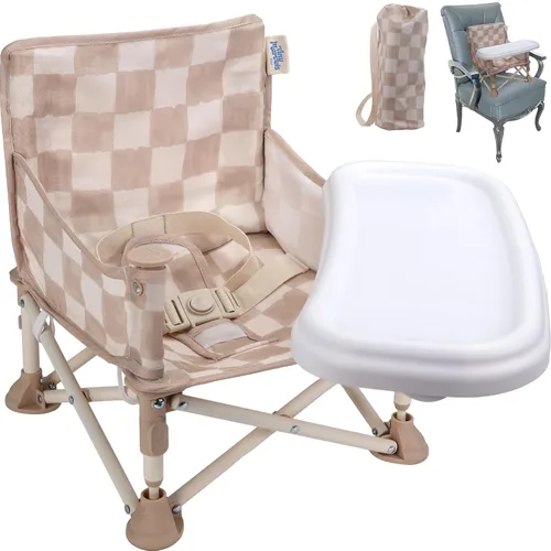 Vista 10 de Tiny Marvels Silla portátil 3 en 1 para bebé, asiento elevado acogedor, asiento para bebé con bandeja, plegable compacto, silla para niño pequeño