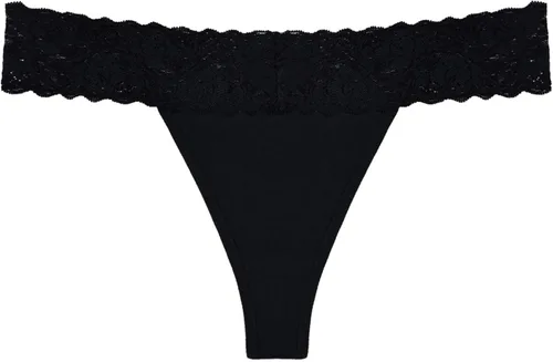 Vista 4 de Yastouay Tanga de encaje negra para mujer, bragas de encaje, tangas de algodón, ropa interior para mujer