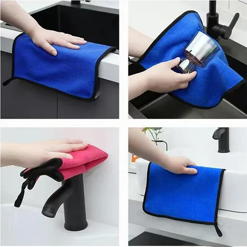 Vista 3 de Paquete de 10 toallas de microfibra premium de terciopelo coral para lavado y detallado de automóviles, limpieza del hogar, ultrasuaves