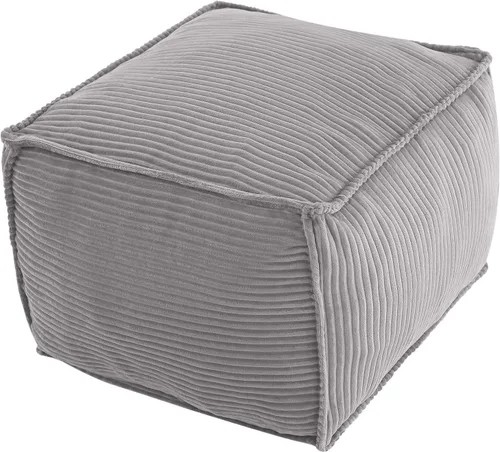 Vista 13 de MeMoreCool Puf otomano redondo, reposapiés de pana beige con relleno de espuma, taburete compacto para sofá, decoración de sala de estar