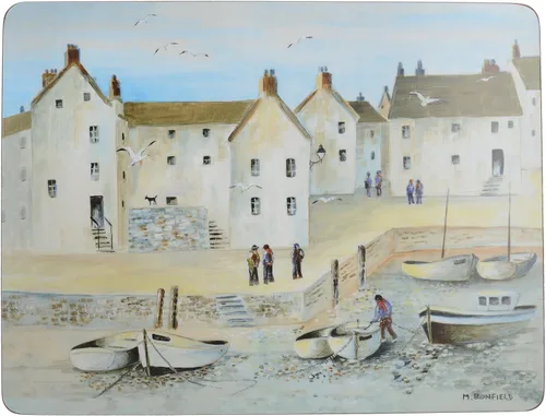 Vista 22 de Creative Tops Cornish Harbour - Juego de 6 posavasos con respaldo de corcho, 4.1 x 4.1 in
