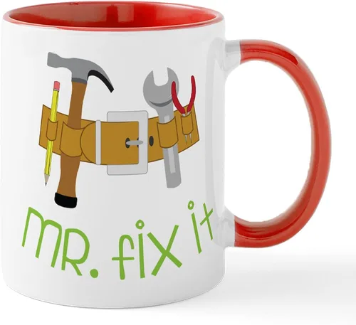 Vista 9 de CafePress Mr. Fix It - Taza de café de cerámica (11 oz), 11.0 fl oz Blanco