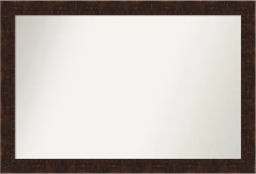 Vista 128 de Amanti Art Espejo de baño de bronce para sobre fregadero, 24 x 24 pulgadas, espejo de tocador cuadrado estrecho de bronce Manhattan, marco de madera