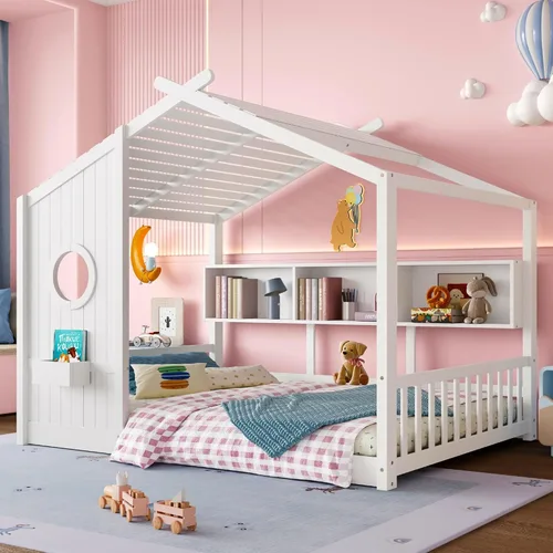 Vista 18 de Cama de casa con tienda y estantería, 2 cajones, carga USB Espresso-tt