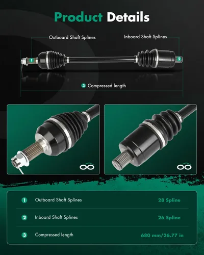 Vista 7 de SCITOO 1333081 1333947 Eje de transmisión CV Trasero Izquierdo Derecho Compatible con Polaris General 1000 2016-2020, Polaris General 4 1000