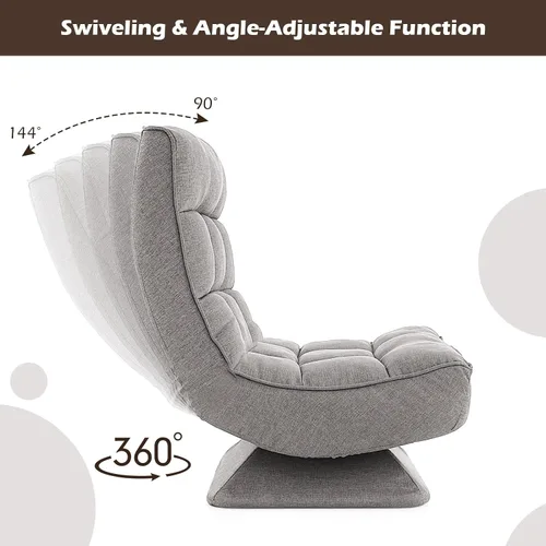 Vista 4 de Giantex Silla giratoria ajustable para el suelo, silla de videojuegos de 5 posiciones con base giratoria, marco de acero, almohada lumbar de masaje