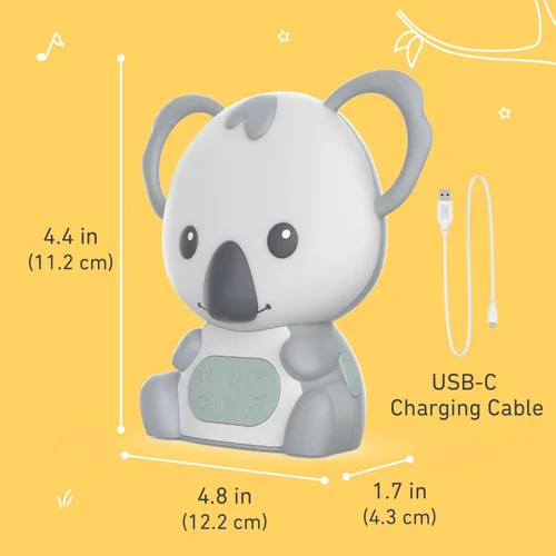 Vista 5 de Pure Enrichment PureBaby - Máquina de sonido de koala colgante, ayuda portátil para dormir, luz nocturna y anillo colgante desmontable, ruido