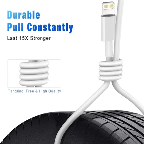 Vista 6 de Cable de carga rápida para iPhone [Certificado MFi de Apple] Paquete de 3 cables de 3 pies USB-A a Lightning, cable de carga para iPhone compatible
