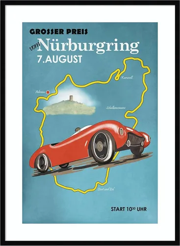 Vista 12 de Amanti Art Impresión artística enmarcada para pared, 24 x 20 pulgadas, Nurburgring Motorcycle Racing por Mark Rogan, arte de pared deportivo
