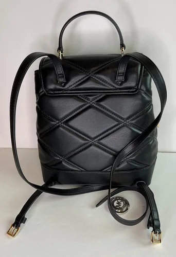 Vista 8 de Michael Kors Serena MD - Mochila con solapa con billetera triple y gancho para bolso, Negro -, Mochila