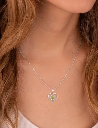 Vista 3 de ITS4YEO 925 Sterling Silver Love Heart Birthstone Necklaces Silver Necklace Zircon Pendant Necklaces for Women Jewelry Gift for Women Wife Girls Her
