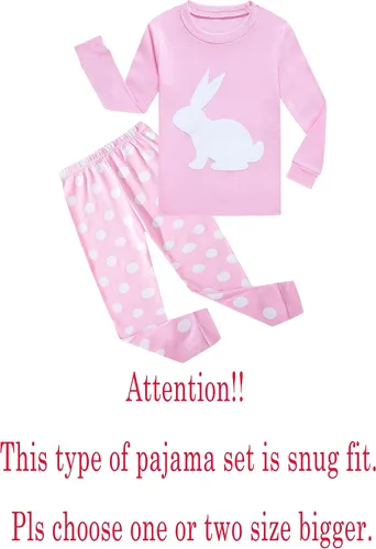 Vista 2 de KikizYe Conjunto de pijamas de manga larga para niñas pequeñas, 100% algodón