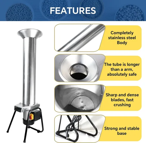 Vista 3 de SQUEEZE master Amoladora eléctrica - Trituradora de frutas de acero inoxidable-1100W-3400R/min-Trituradora de manzana para prensado de vino y sidra