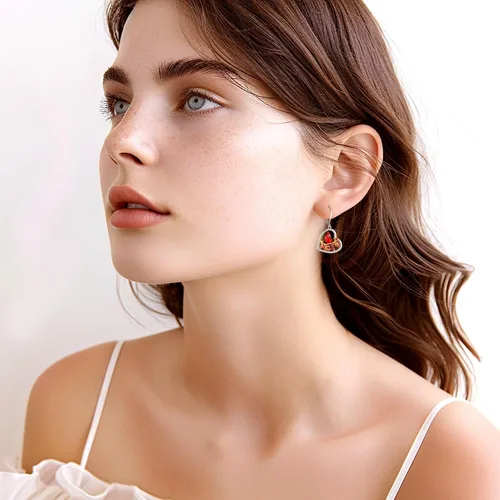 Vista 241 de Aretes colgantes de plata de ley con diseño de árbol de la vida, flor, abeja, animales, gato, colibrí, piedra lunar, turquesa, aretes con cierre