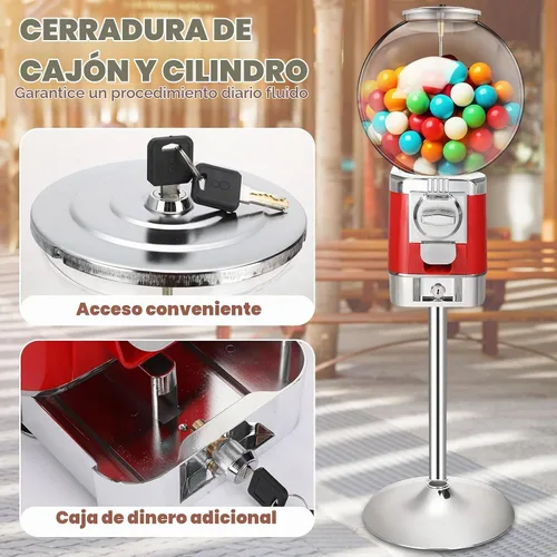 Vista 6 de Simgoing Máquina expendedora con soporte de metal, máquinas expendedoras de cápsulas de monedas comerciales, máquina de chicles de centavo