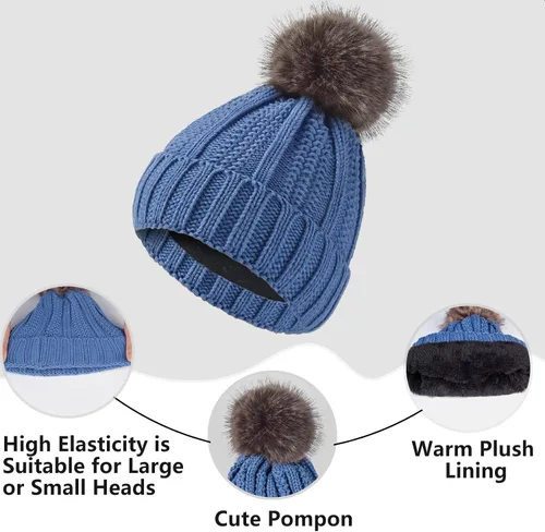 Vista 3 de Conjunto de guantes de invierno para mujer, gorro de forro polar, bufanda para pantalla táctil, guante 3 en 1