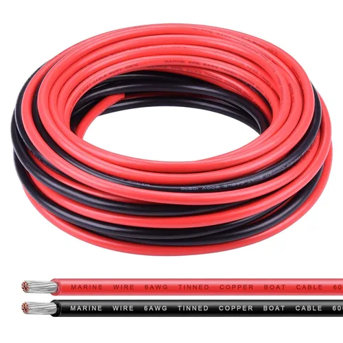 Vista 17 de Cable de calibre 6, iGreely 10 pies negro y 10 pies rojo 6 AWG cable eléctrico de cobre estañado, 2 cables aislados de un solo conductor trenzado