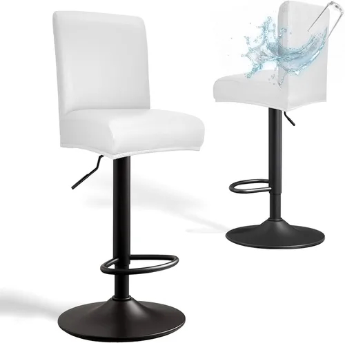 Vista 12 de Fundas de Cuero PU para Taburete de Bar con Respaldos, Paquete de 2 Fundas Elásticas Impermeables para Sillas de Taburete de Bar, Fundas Lavables