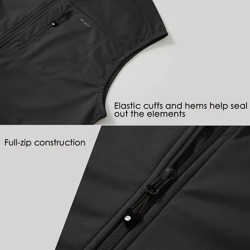 Vista 4 de Willit Chaleco de golf para hombre, chaleco ligero softshell, ropa de abrigo, chaqueta sin mangas, senderismo, correr, casual