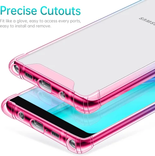 Vista 6 de Funda para Galaxy Note 9, funda transparente con bonito degradado para teléfono, TPU reforzado, parte trasera de policarbonato duro, funda