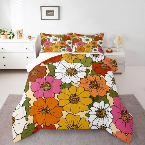 Vista 9 de Juego de edredón de calabaza de otoño, tamaño individual, juego de ropa de cama de hojas de arce para niños y niñas, cosecha de otoño, fruta