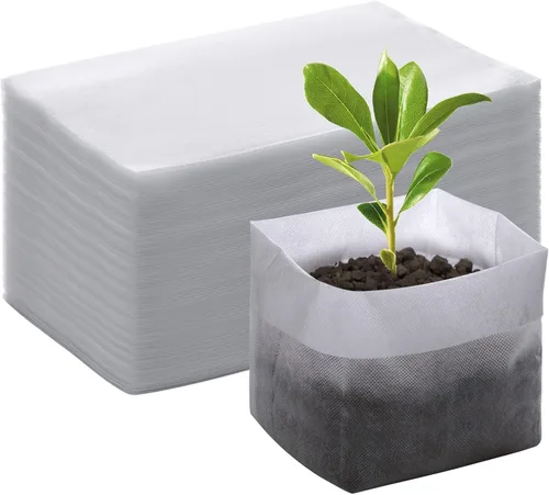 Vista 14 de GREANER 200 bolsas de vivero de plantas, 3.5 x 4.7 pulgadas, bolsas de cultivo de plantas de tela biodegradable no tejida, macetas de plantas