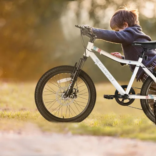 Vista 7 de Bicicleta de montaña para niños de 20 pulgadas, engranajes de 7 velocidades, horquilla de suspensión delantera, freno de disco, para niños y niñas