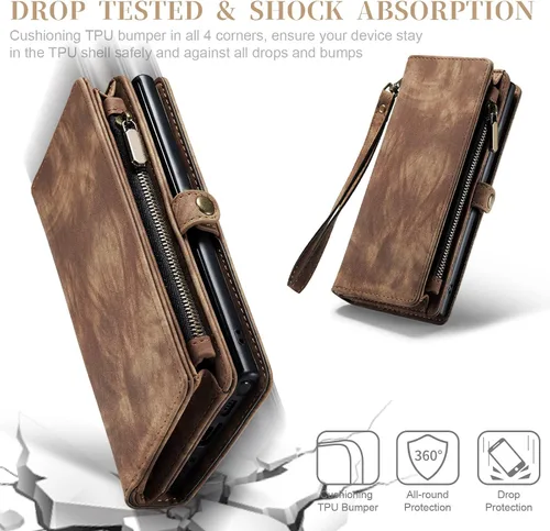 Vista 7 de Asuwish Funda de teléfono para Samsung Galaxy Note 10 Glaxay Note10 5G con cremallera, funda desmontable con protector de pantalla de vidrio