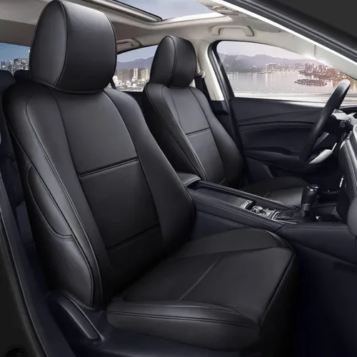 Vista 9 de Seat Covers for Mazda 3 2014 2015 2016 2017 2018 Custom Fit,Faux Leather Waterproof AirbagCompatible Car Seat Cover Full Set Black