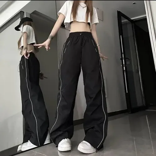 Vista 2 de RICHTRUE Pantalones de pista Y2k Mujeres Pantalones holgados Y2k Pantalones de paracaídas Y2k Ropa Y2k Pantalones Y2k Mujer