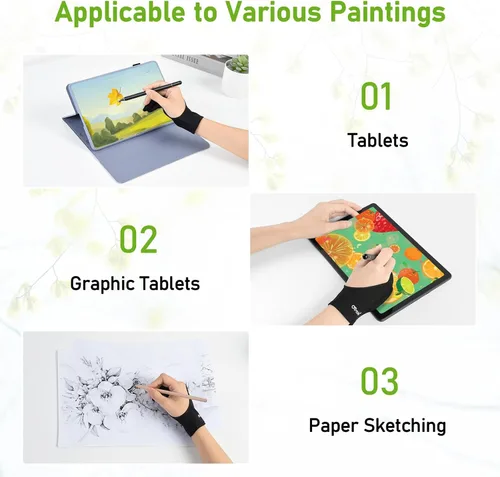Vista 6 de OTraki 4 Pack Artist Drawing Gloves for Digital Tablet Paper Sketching