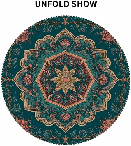 Vista 6 de IBILIU Mantel redondo de mandala floral retro, bohemio, estilo indio, patrón étnico de damasco, resistente al agua, de poliéster, mantel decorativo