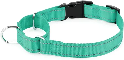 Vista 13 de Collar reflectante de martingala de Plutus Pet con hebilla - Collar de entrenamiento duradero y ajustable para evitar tirones, collar de gargantilla